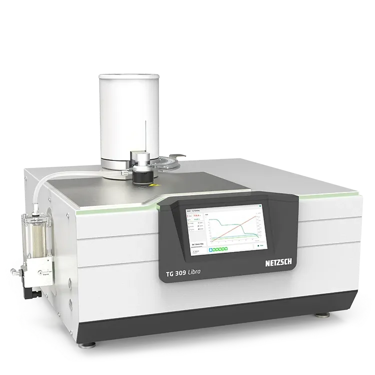 Analizador especializado utilizado en laboratorios para realizar análisis termogravimétrico preciso de materiales y determinar cambios de masa por temperatura.