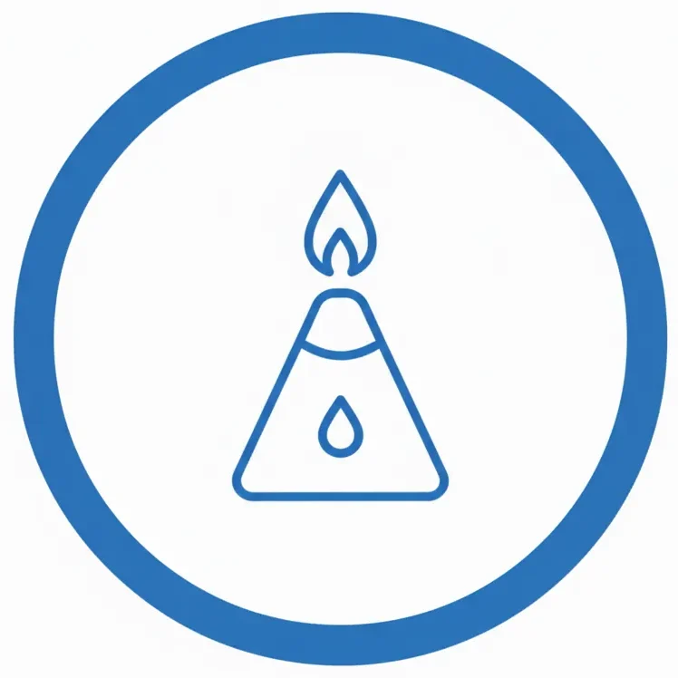 Icono que representa un espectrofotómetro de absorción atómica con llama para resultados rápidos en análisis de laboratorio.